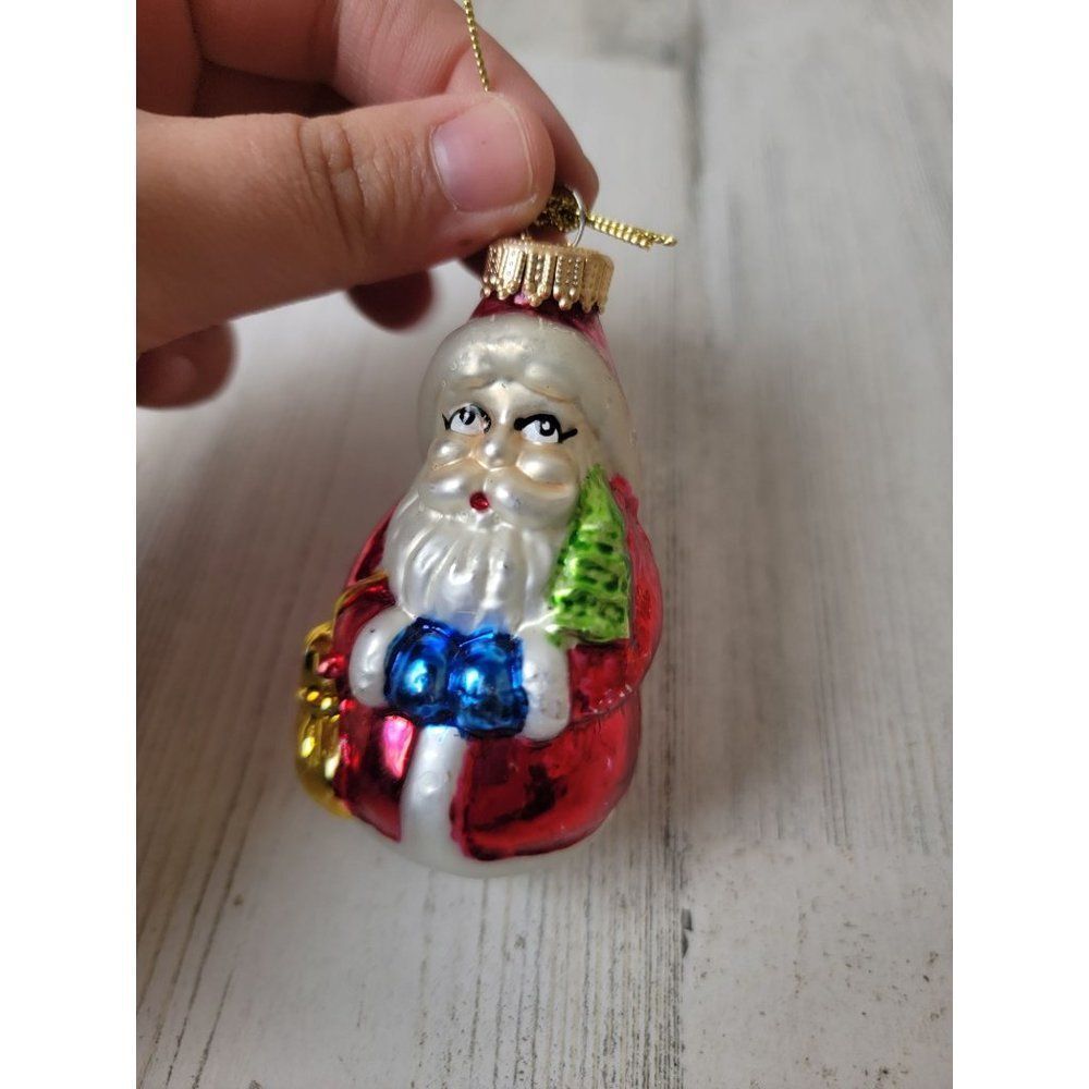 Blown glass Santa Claus pine‎ tree ornament Xmas decor